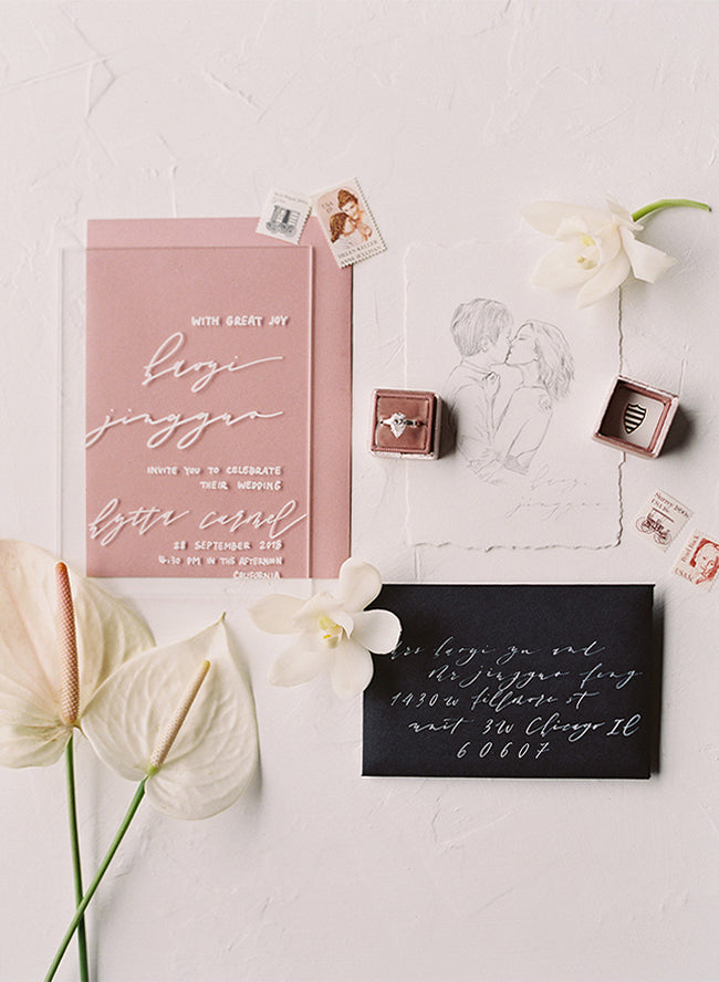 Custom Handwritten Wedding Calligraphy Fine Art Invitation Suit