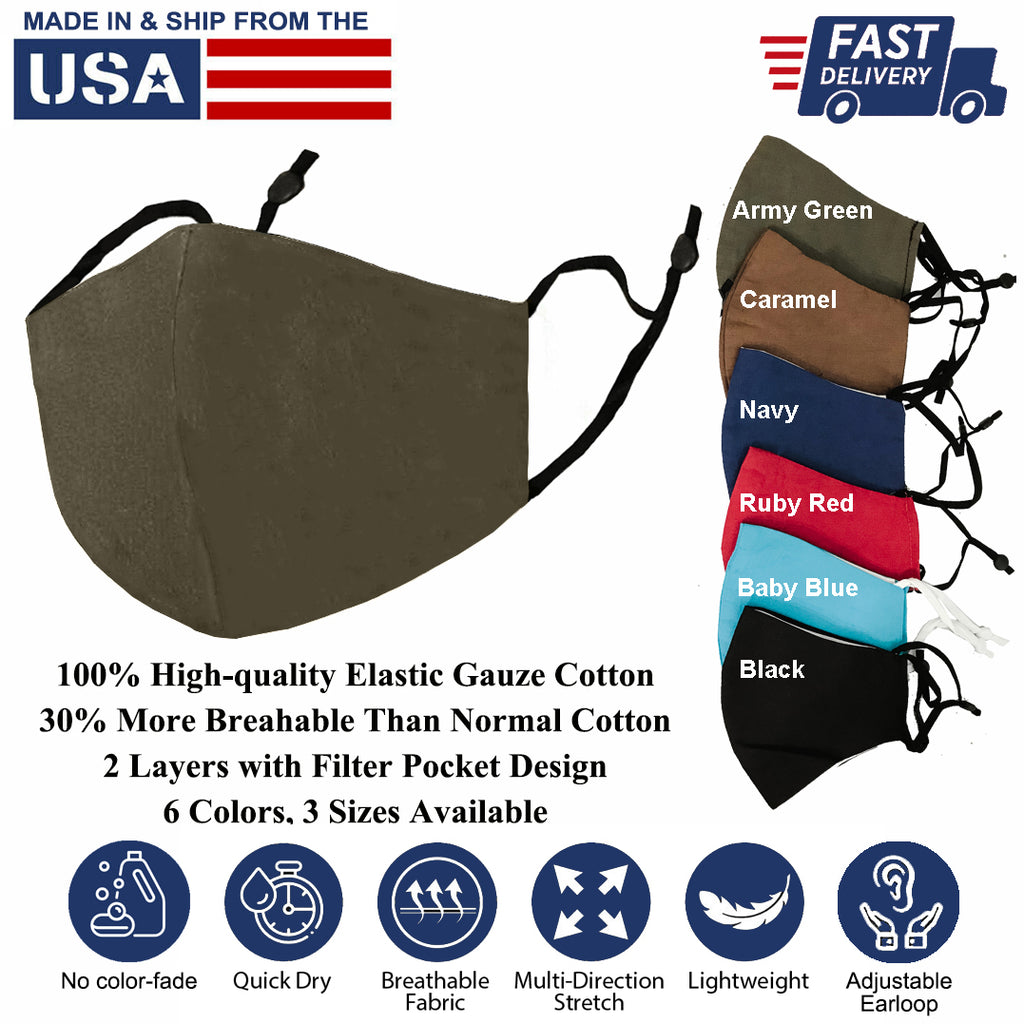 Multi-color 100% Elastic Gauze Cotton Washable Reusable Covering Masks Clothing Unisex