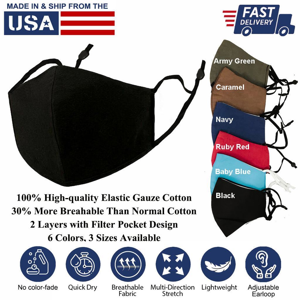 Multi-color 100% Elastic Gauze Cotton Washable Reusable Covering Masks Clothing Unisex