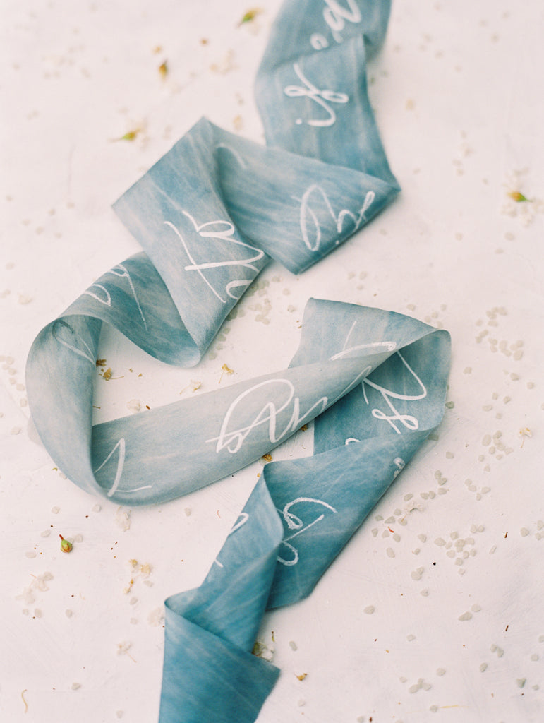 Custom Handwritten Silk Ribbon Calligraphy Place | Escort Card or for bridal Bouquet