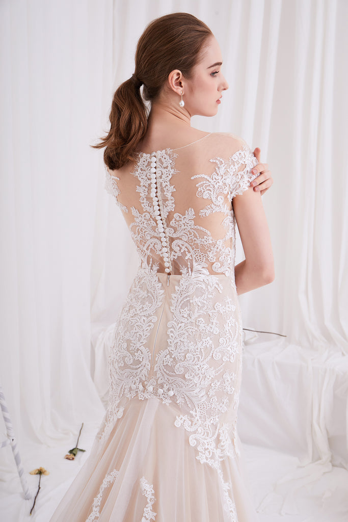 Victoria - Selena Huan off-the-shoulder Alenchon embroidery lace mermaid gown