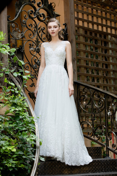 Addison - Selena Huan Atelier Frosted Alençon Lace illusive back A-line gown