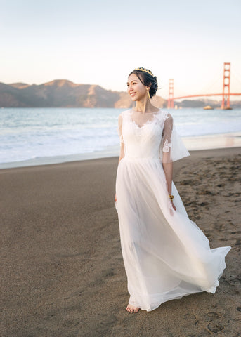 Mariana - Selena Huan 1/2 Sleeves A-line light-weight lace dresses