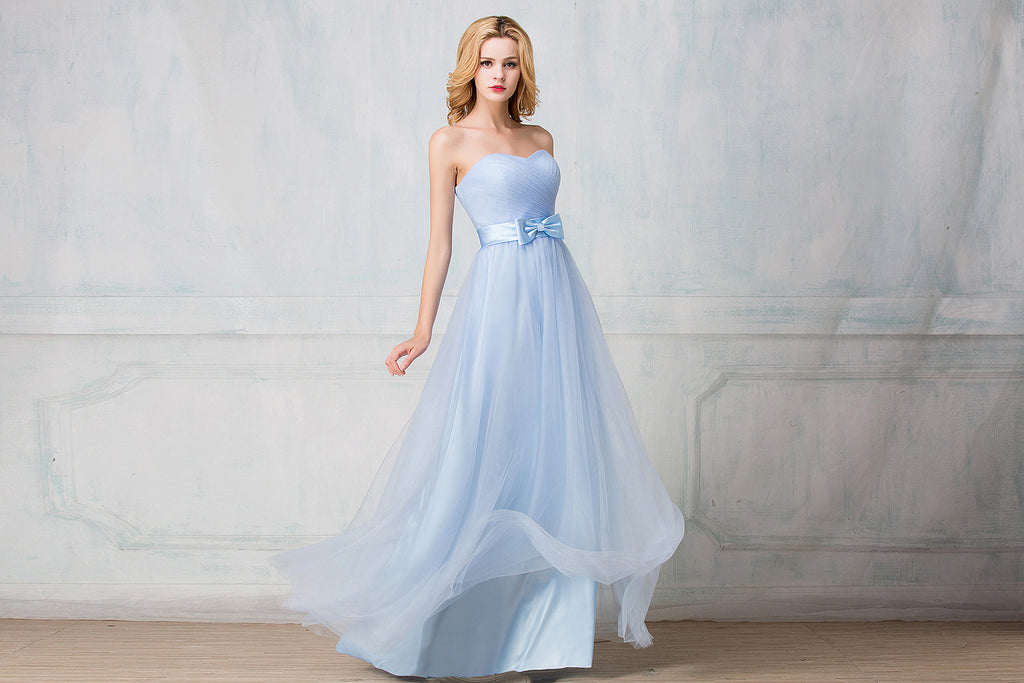 Sweetheart strapless full-length tulle bridesmaid dress