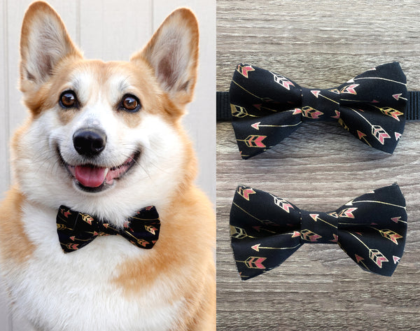 Black Arrow Dog Collar Bow Tie - Gentleman Dog Bow